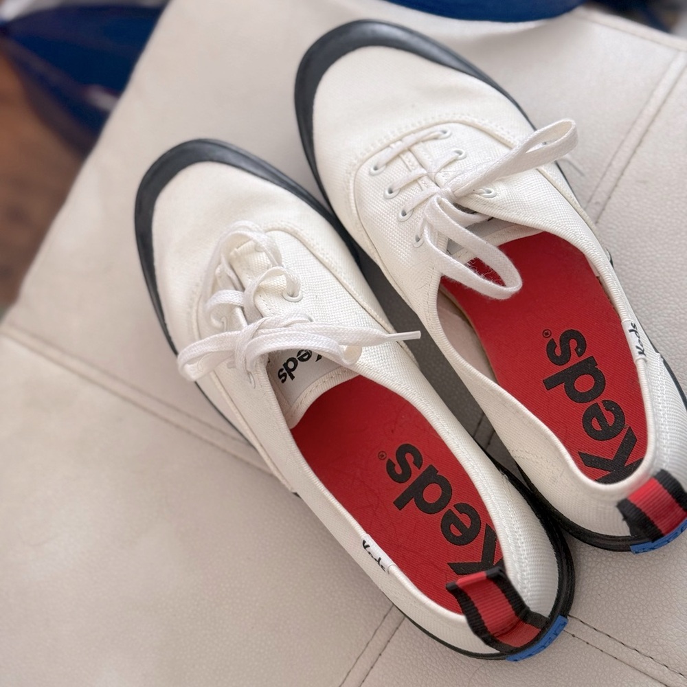Keds White Canvas Sneakers with Black Trim